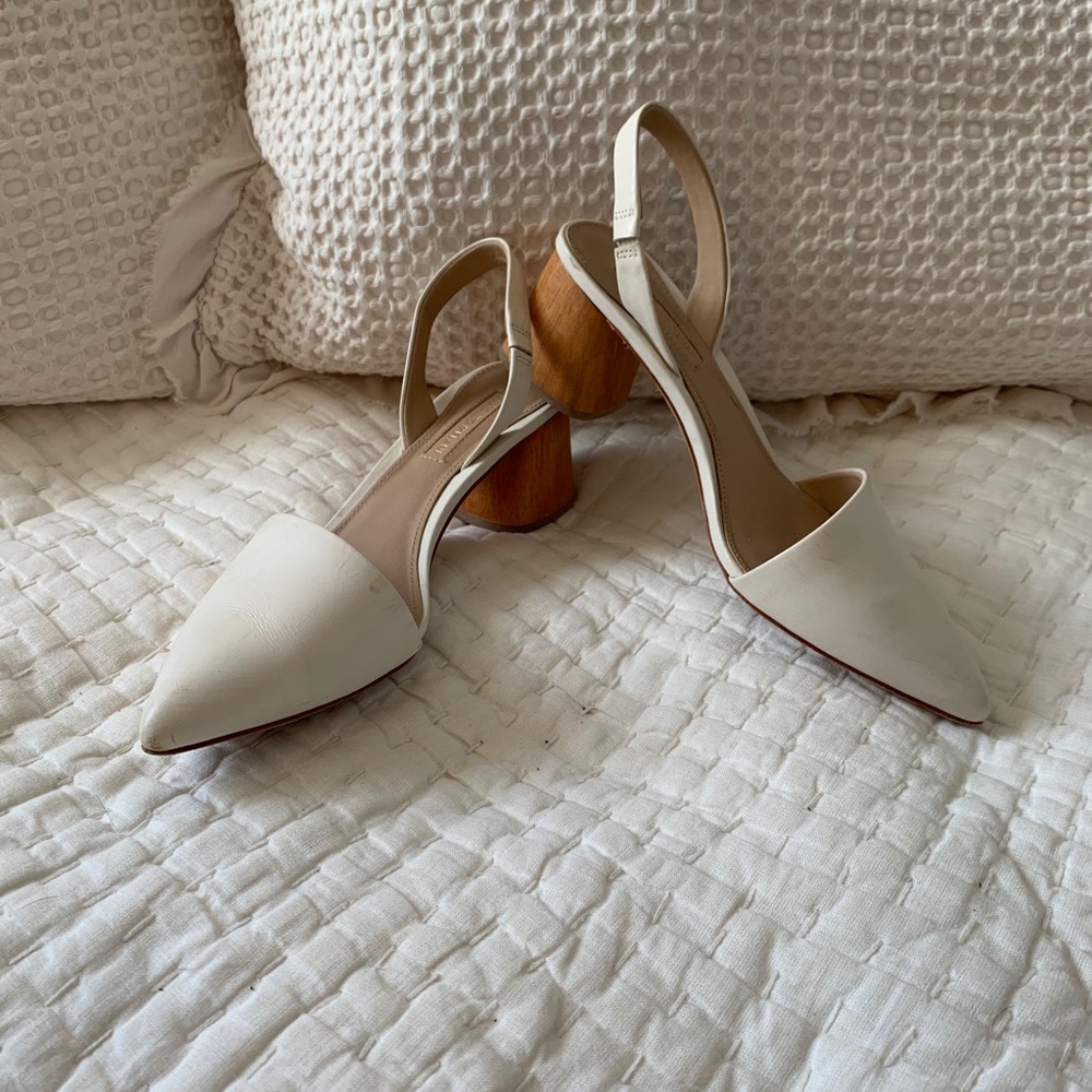 Antonio Melani white sling back block heel